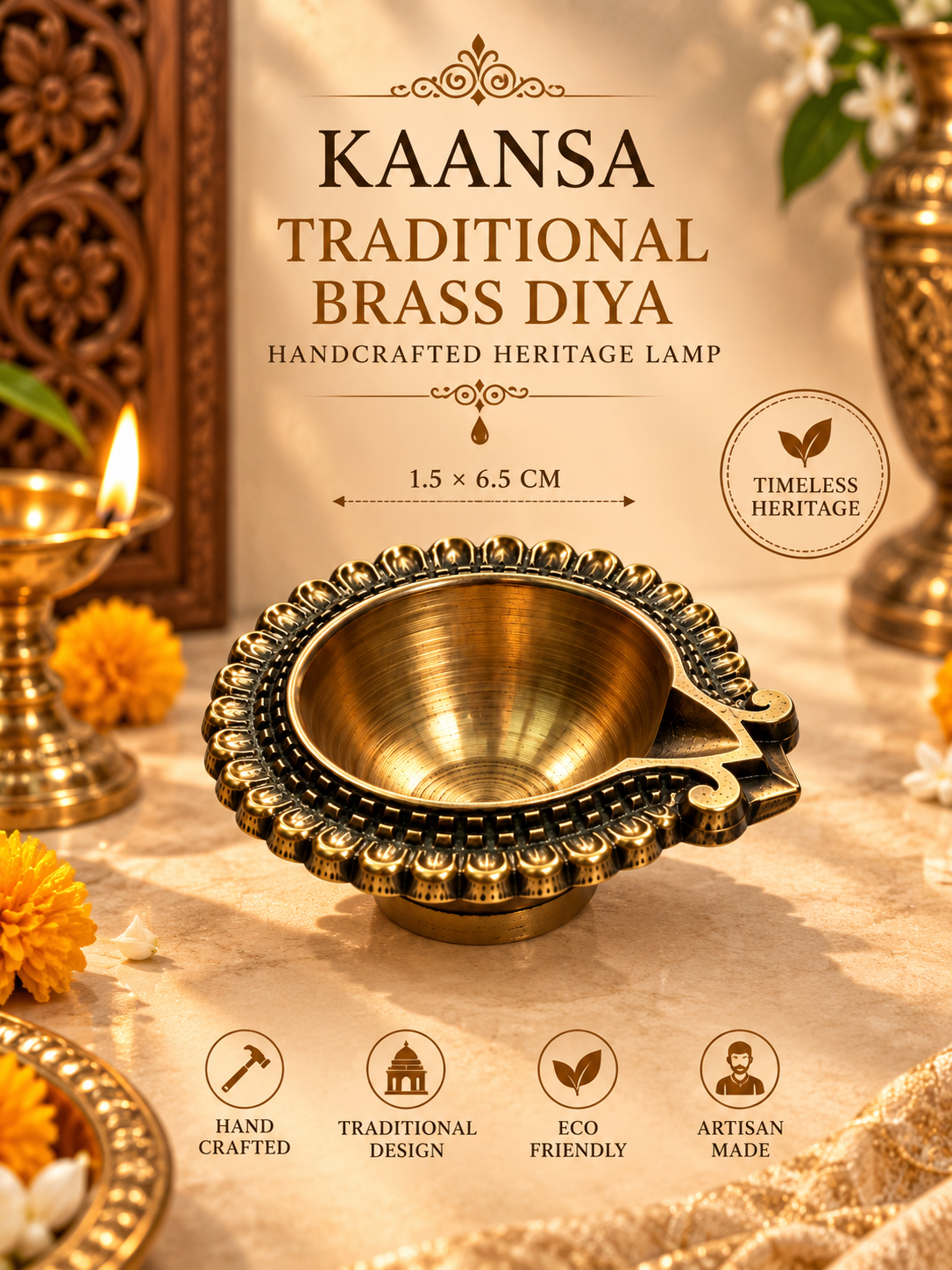TRADITIONAL BRASS DIYA: HANDCRAFTED HERITAGE LAMP