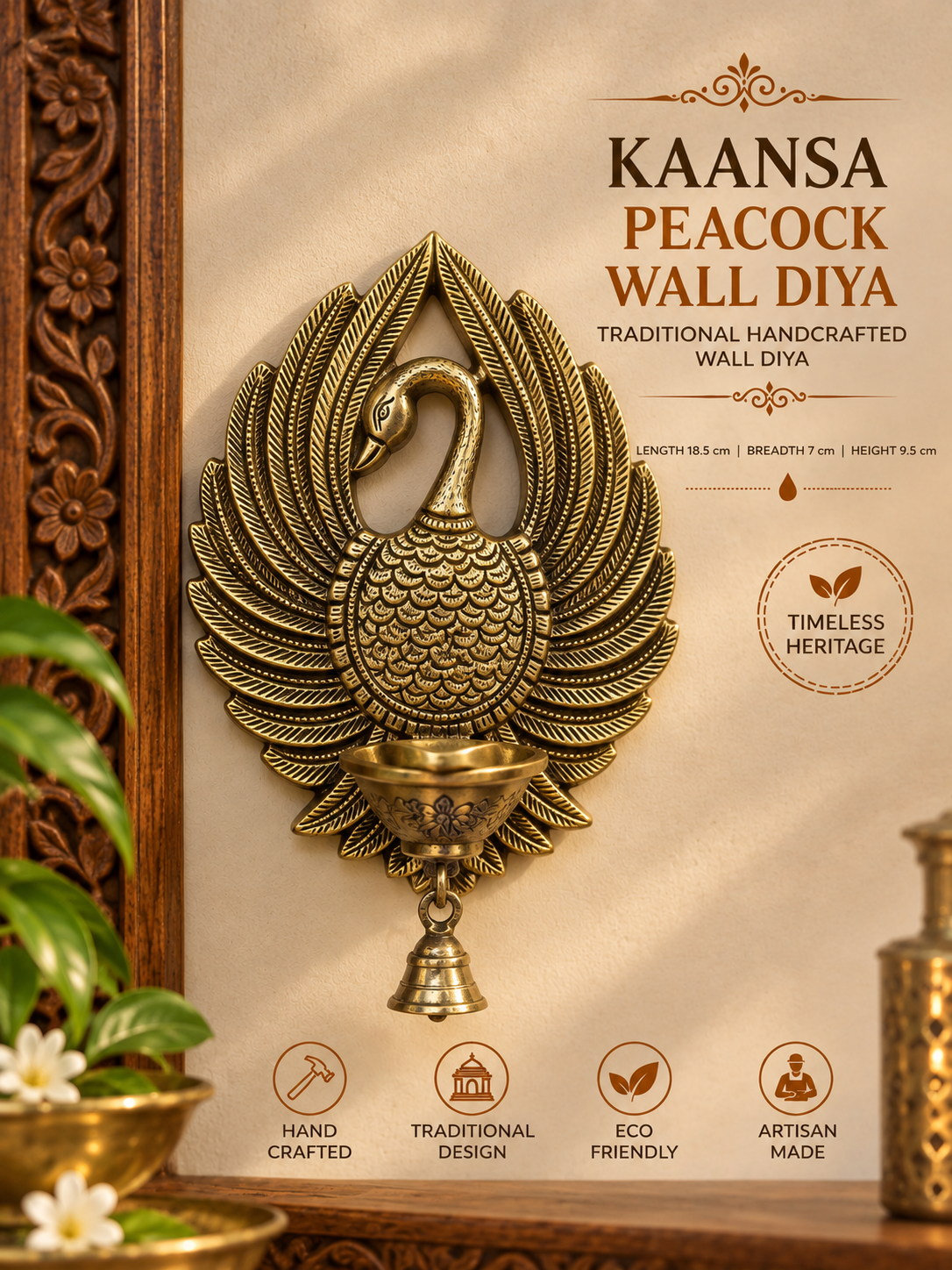 PEACOCK WALL DIYA: TRADITIONAL HANDCRAFTED WALL DIYA